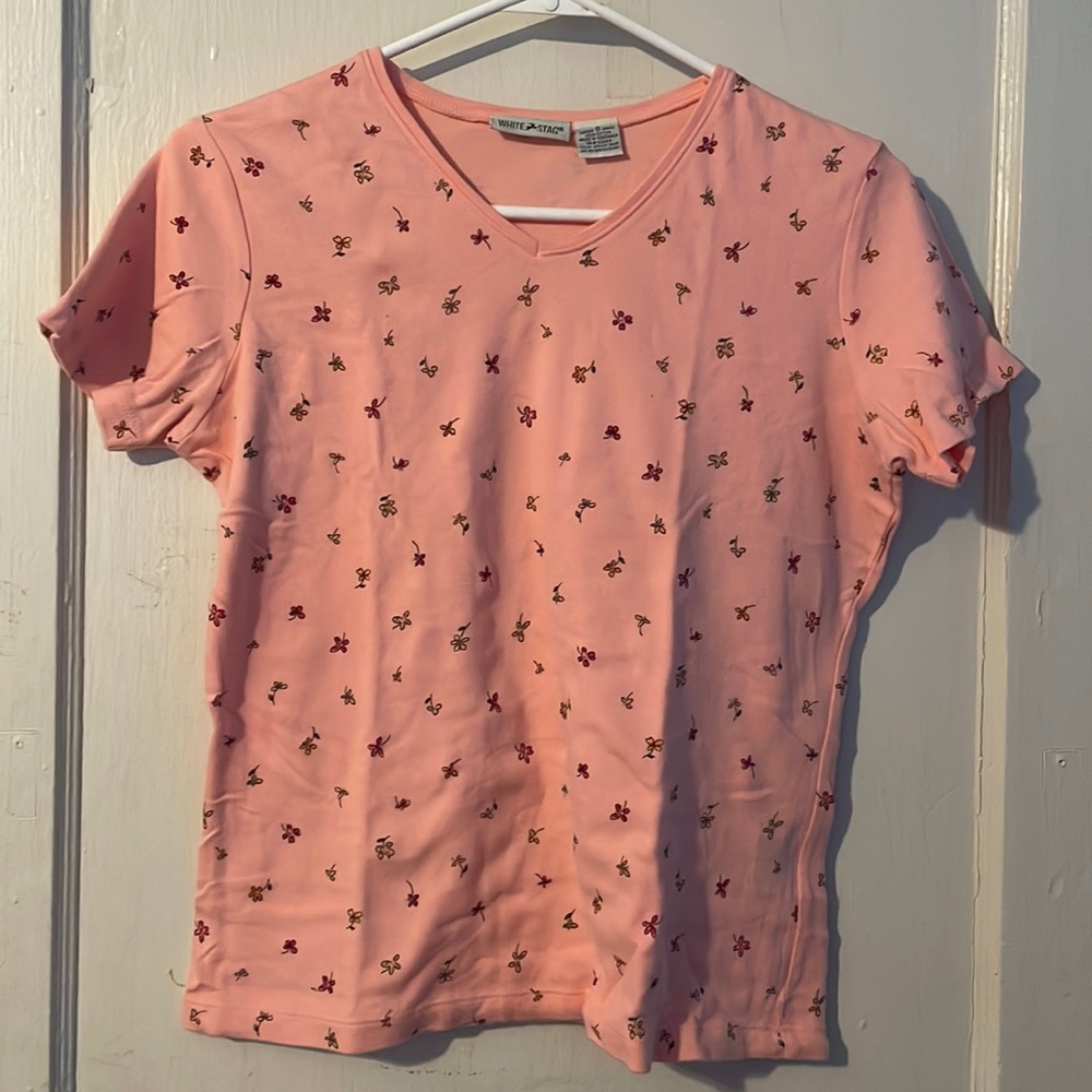 Pink shirt with small flowers